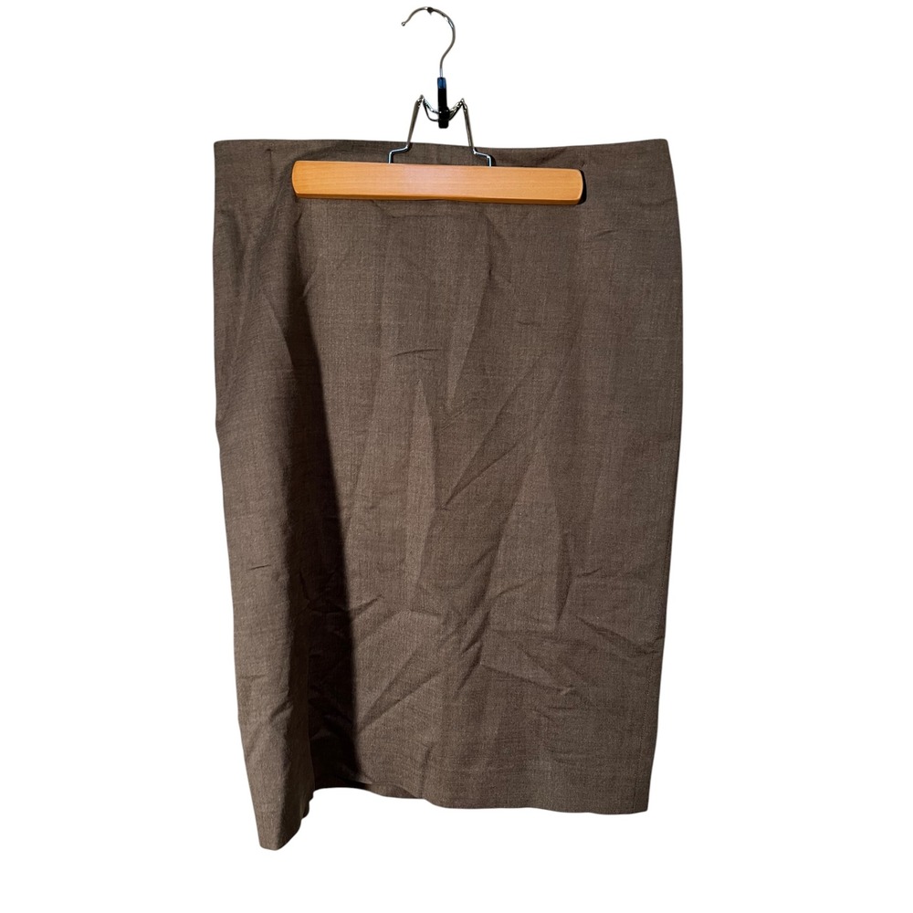 Ann Taylor Womens Size 8 Pencil Skirt Dark Gray Brown Lined Zip Back Virgin Wool